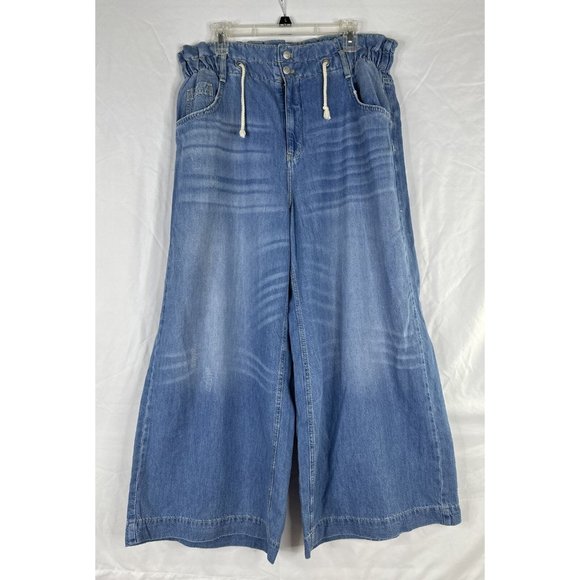 Pilcro Denim - Pilcro Light Blue Paperbag Waist Wide Leg Jeans